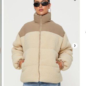 Princess Polly - Momoa Teddy Puffer Jacket - Cream - XSmall/Small